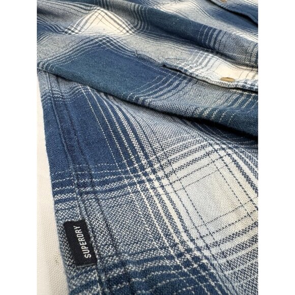 NWT Superdry Vintage Trailsman Flannel Shirt Men’s M Blue Plaid Button Down - Picture 8 of 15